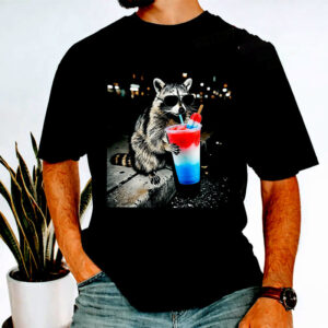 4th Of July Raccoon Drinking Slushie America Patriotic Shirt