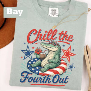 Chill The Fourth Out Funny Alligator 4th Of July Comfort Colors Shirt