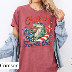 Chill The Fourth Out Funny Alligator 4th Of July Comfort Colors Shirt