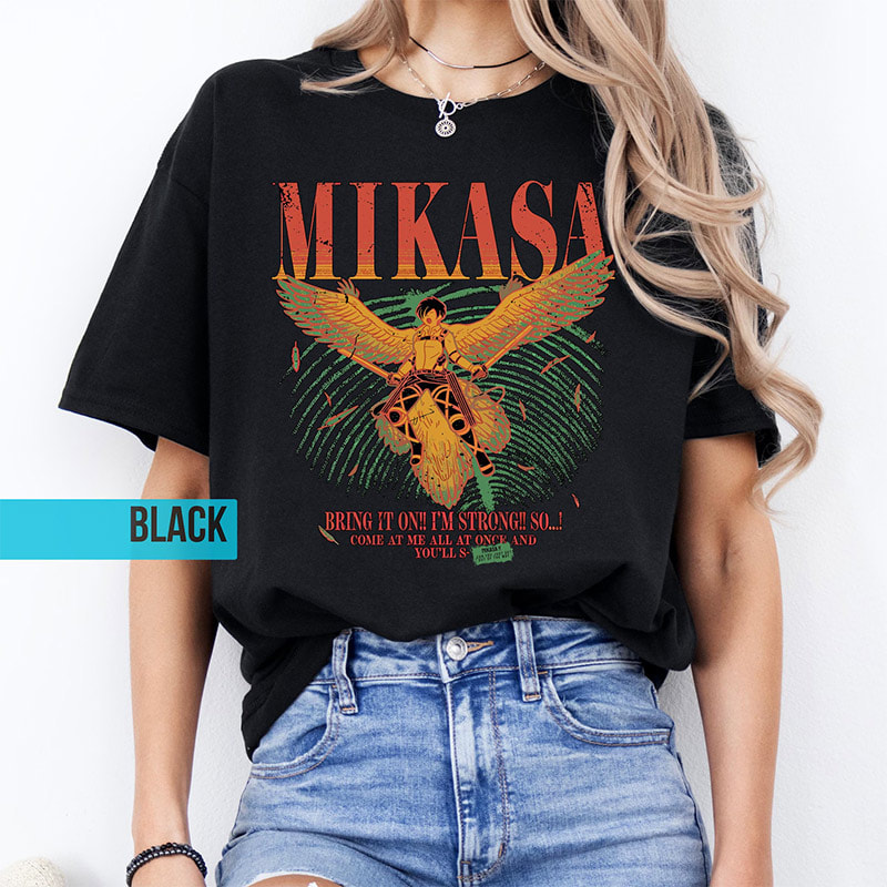 Vintage Mikasa Attack on Titan Anime T-shirt Design