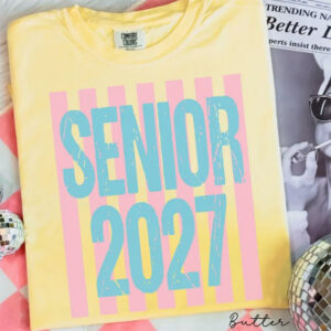 Senior 2027, High School Graduation Gift Comfort Colors Shirt 2 PersonalizedShirts.net