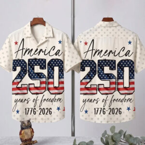 America 250 Years Of Freedom USA Flag White Hawaiian Shirt America 250 Years Of Freedom USA Flag White Hawaiian Shirt