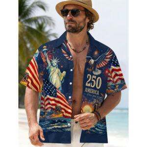 America’s Freedom 250th Anniversary Button Hawaiian Shirt