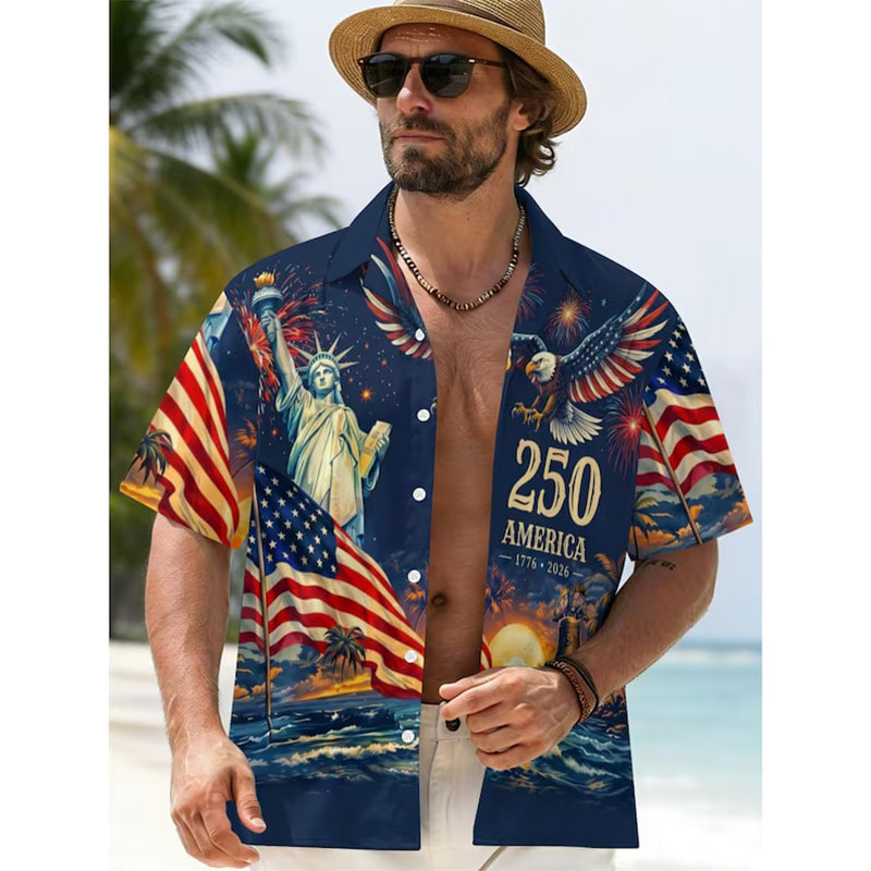 America Freedom 250th Anniversary Button Hawaiian Shirt