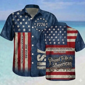 USA 250 Years, Proud To Be An American Retro Hawaiian Shirt