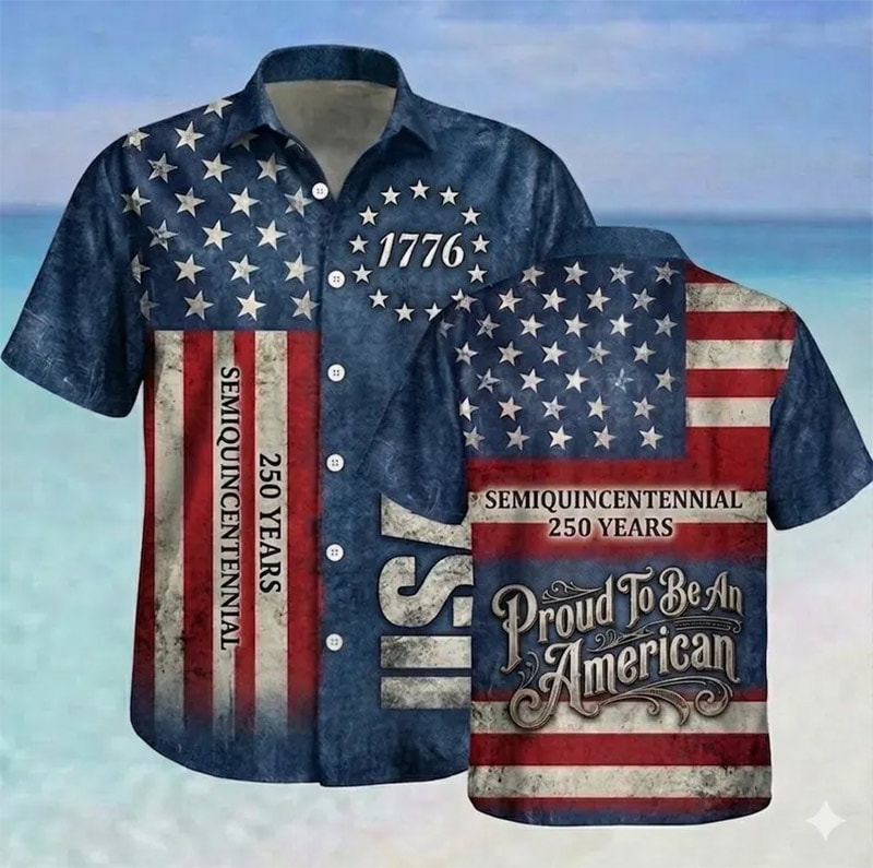 USA 250 Years, Proud To Be An American Retro Hawaiian Shirt USA 250 Years, Proud To Be An American Retro Hawaiian Shirt