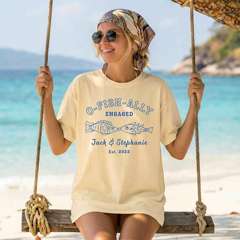 Custom O-Fish-Ally Engaged Funny Fishing Comfort Colors Shirt