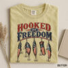 Hooked On Freedom Patriotic Fishing Comfort Colors Tee