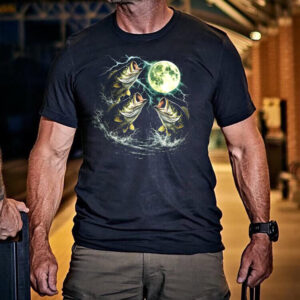 Moon And Largemouth Bass Fish Vintage Shirt