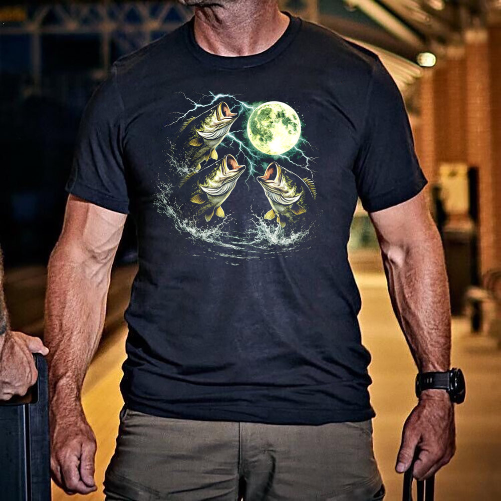 Moon And Largemouth Bass Fish Vintage Shirt Moon And Largemouth Bass Fish Vintage Shirt
