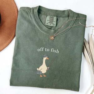 Off To Fish Funny Fishing Goose Comfort Colors Shirt