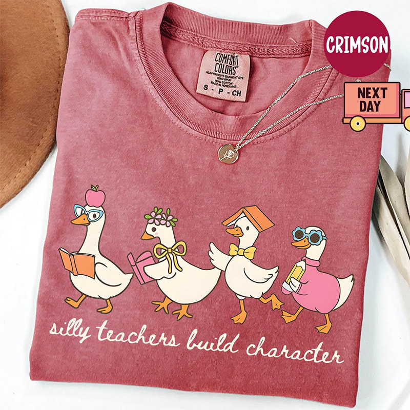 Silly Teacher Goose Back To School Comfort Colors Tee