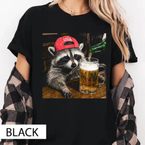 Drunk Trash Panda Funny Raccoon Beer Shirt