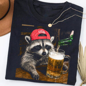 Drunk Trash Panda Funny Raccoon Beer Shirt