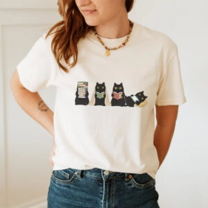 Black Cats Reading Book, Cat Bookish Gifts Comfort Colors Shirt
