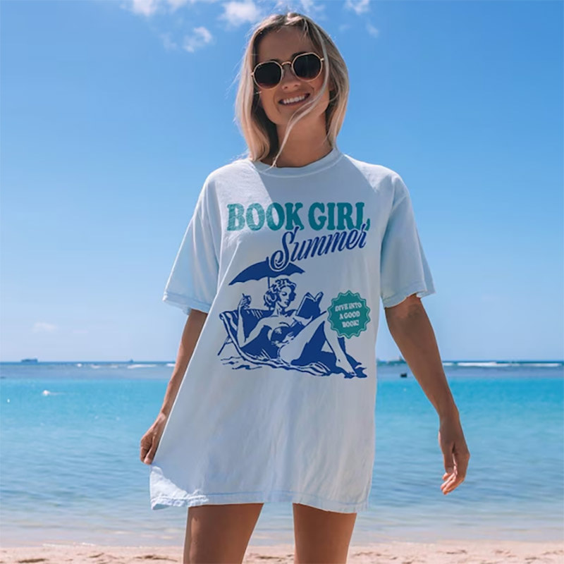 Book Girl Summer Vintage Bookish Gifts Comfort Colors Shirt