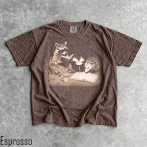 Trash Panda Book Club, Opossum And Raccoon Reading Book Comfort Colors Shirt 2 PersonalizedShirts.net