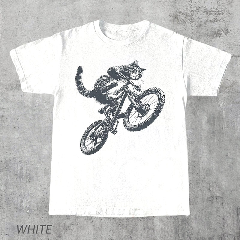 Cat Riding Bicycle Funny Kitten T-shirt Cat Riding Bicycle Funny Kitten T-shirt