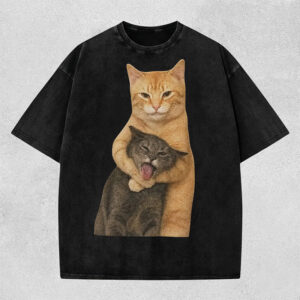 Funny Orange Cat And Gray Cat Meme, Chaotic Cat Shirt