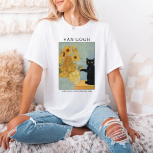 Van Gogh Sunflowers Black Cat Meme Shirt