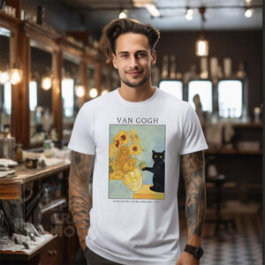Van Gogh Sunflowers Black Cat Meme Shirt