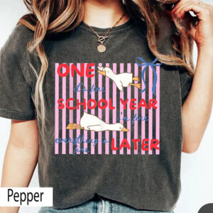 Striped One School Year Later Funny Goose Summer Comfort Colors Tee