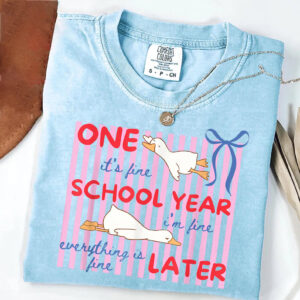 Striped One School Year Later Funny Goose Summer Comfort Colors Tee PersonalizedShirts.net