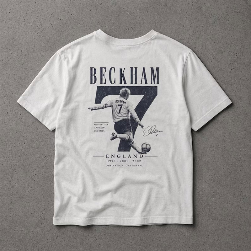 Vintage Beckham England Football Fan Signature Shirt Vintage Beckham England Football Fan Signature Shirt