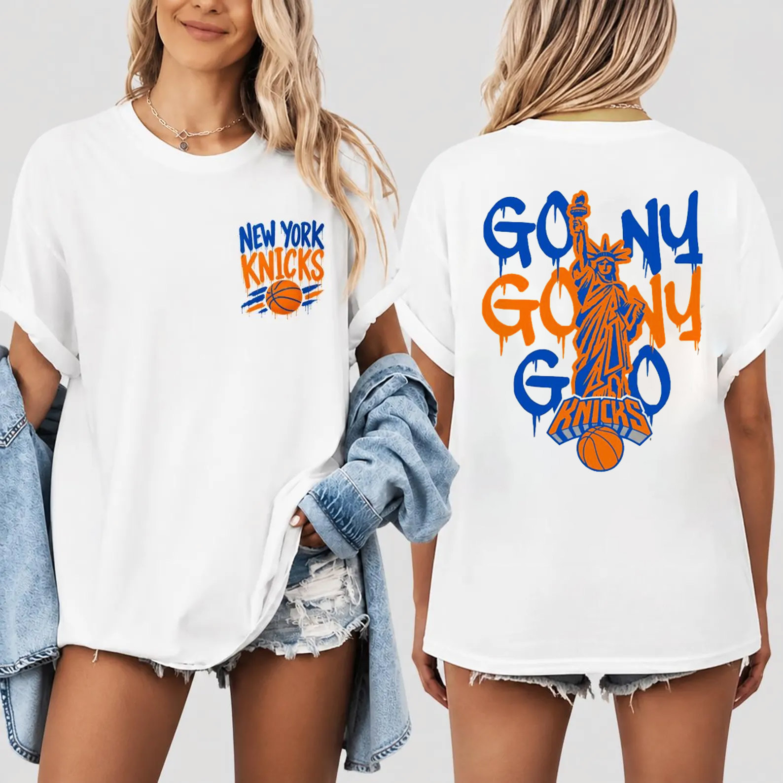 Go NY Go NY Go New York Knicks Basketball 2-sided Shirt