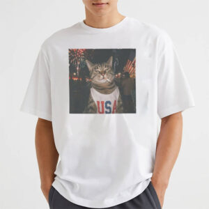 Funny Patriotic Smoking Cat Vintage 4th Of July Shirt