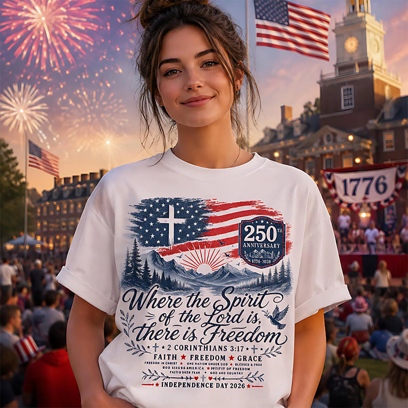 Where The Spirit Of The Lord Is Freedom, 250th American Flag Shirt
