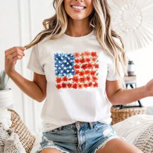 Floral American Flag 4th of July Shirt