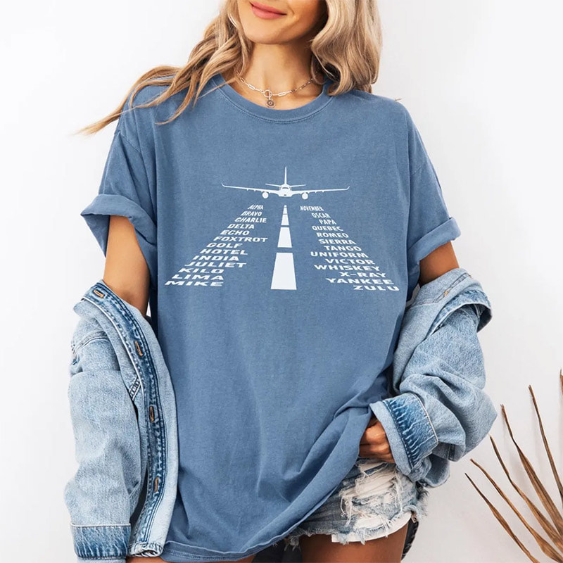 Funny Alphabet Aviation Gift For Pilot Comfort Color Shirt Runway Design