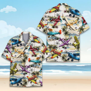 Propeller Plane Hawaiian Shirt With Airplanes