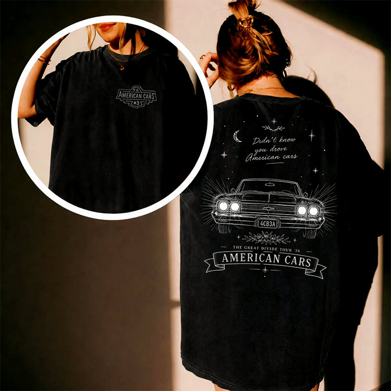 The Divide Tour American Cars Lyric 2-sided Shirt