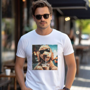 Cute Goldendoodle Drinking Iced Coffee Shirt