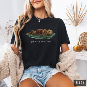 Go With The Flow Cute Sea Otter T-shirt