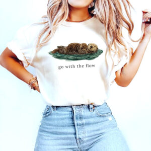 Go With The Flow Cute Sea Otter T-shirt