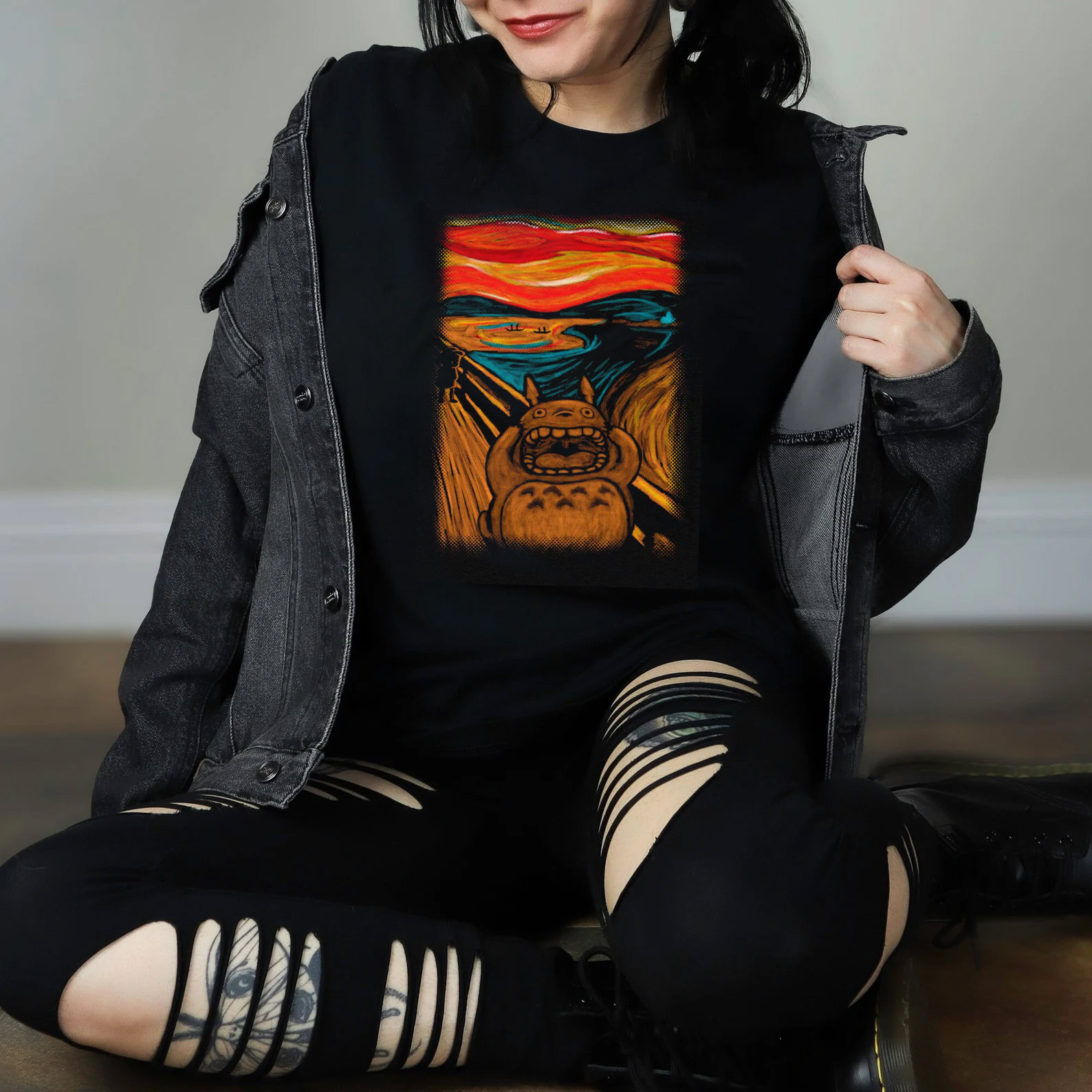 Totoro The Scream Parody Studio Ghibli Characters Tee
