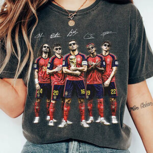 World Cup Champions Spain Soccer Team Signatures Comfort Colors Shirt
