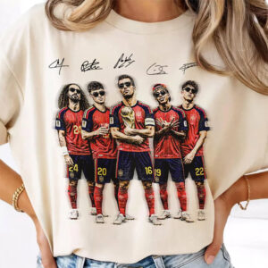 World Cup Champions Spain Soccer Team Signatures Comfort Colors Shirt