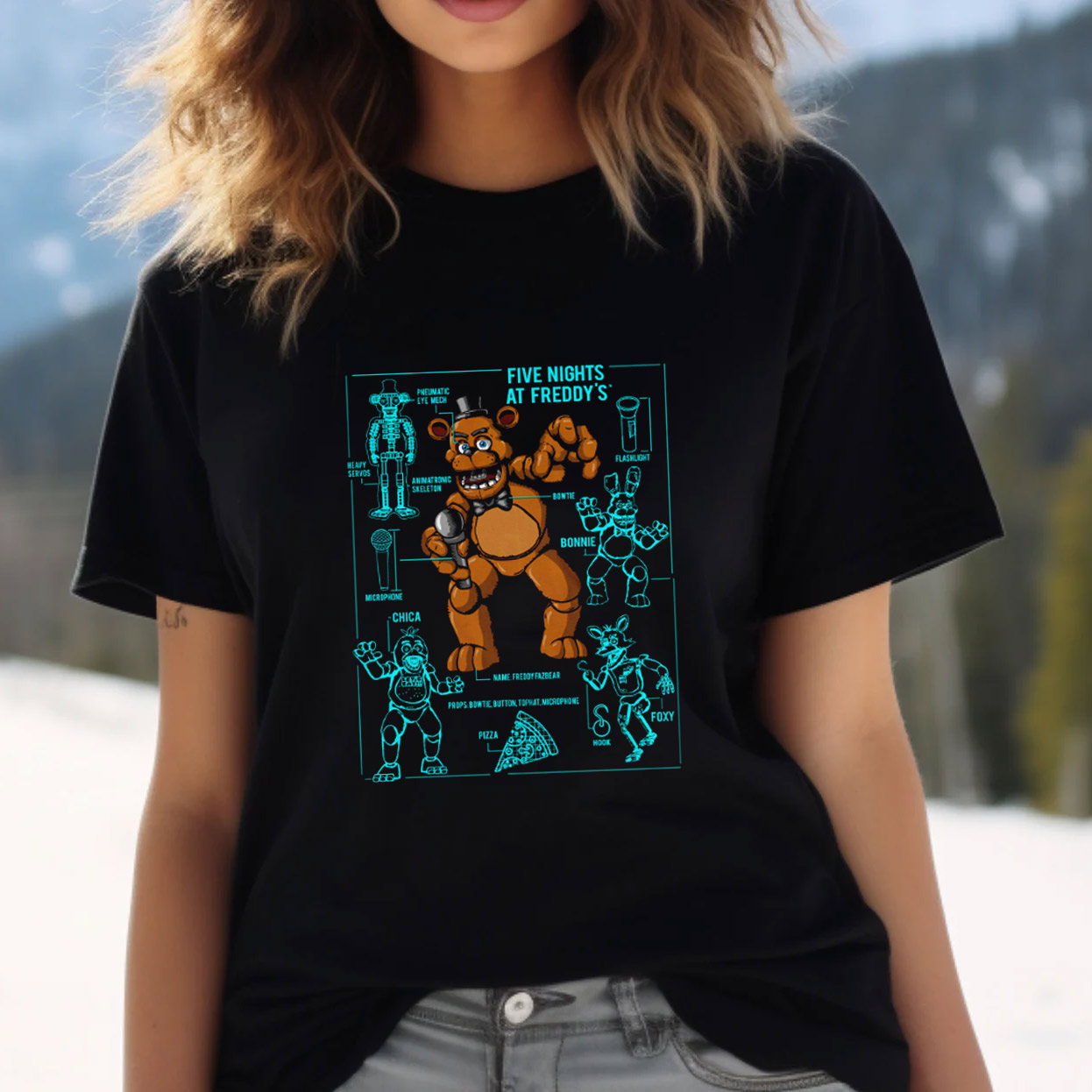 Five Nights At Freddy’s FNAF Fazbear Character Specs Shirt Five Nights At Freddy’s FNAF Fazbear Character Specs Shirt