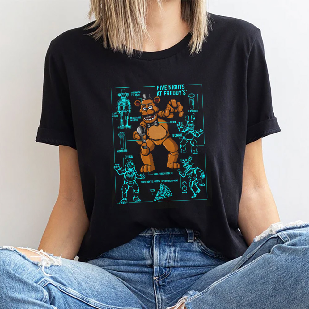 Five Nights at Freddy's FNAF Fazbear Character Specs Shirt