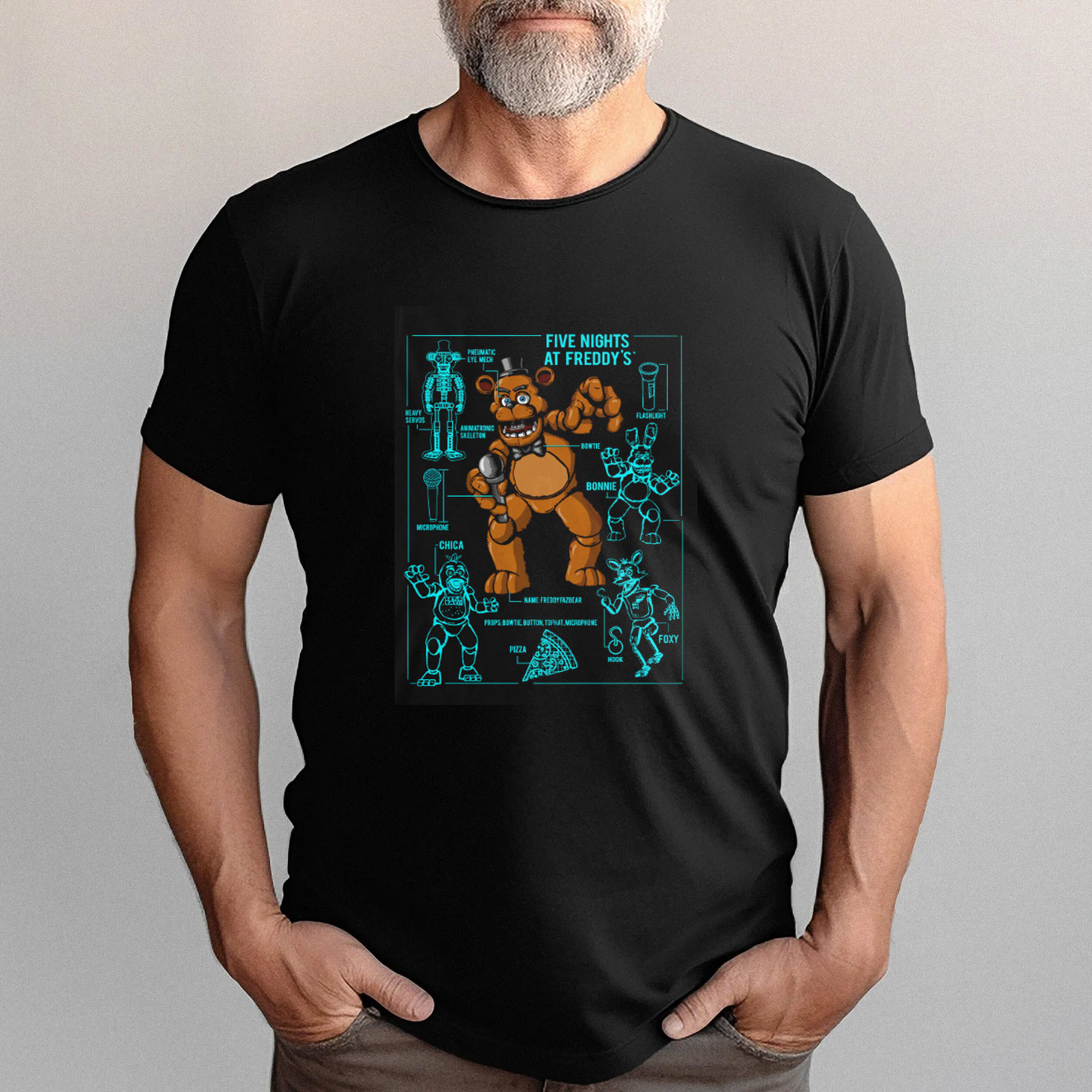 Five Nights At Freddy’s FNAF Fazbear Character Specs Shirt Five Nights At Freddy’s FNAF Fazbear Character Specs Shirt