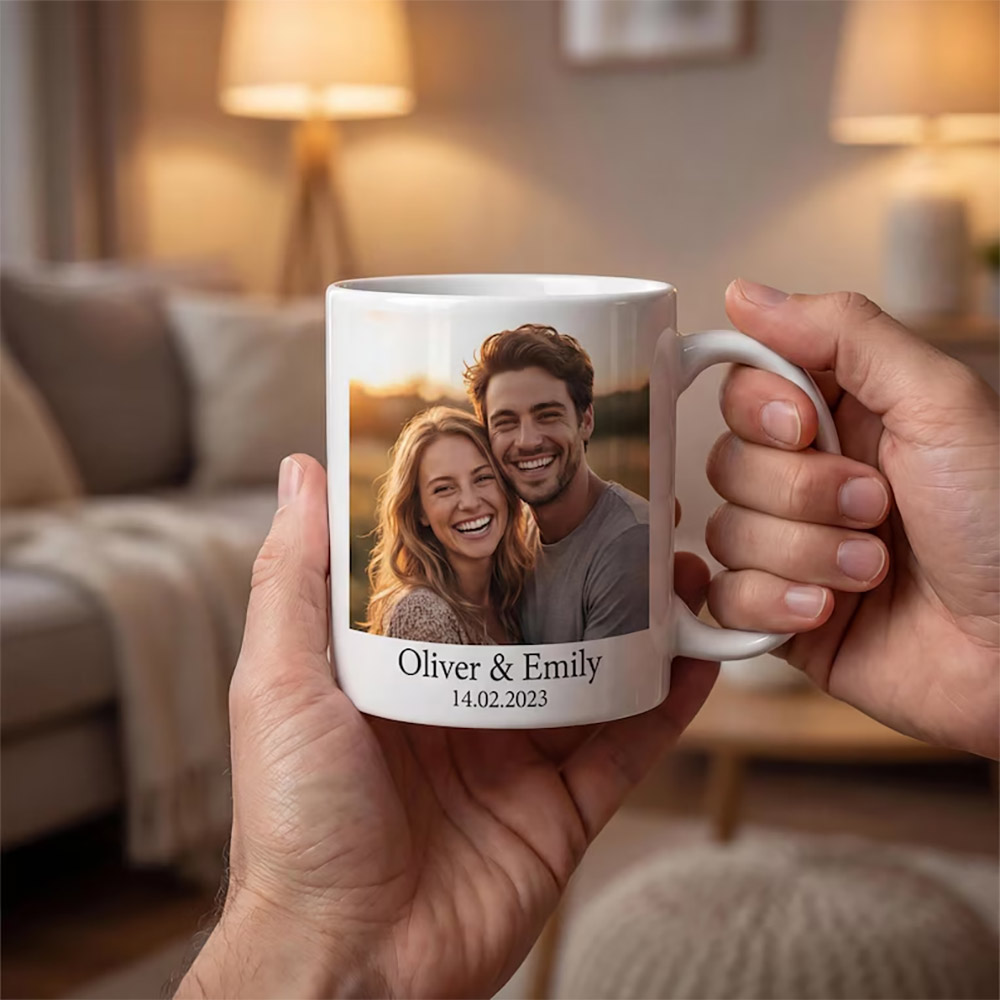 Custom Picture Mug with Personalized Photo and Anniversary Date