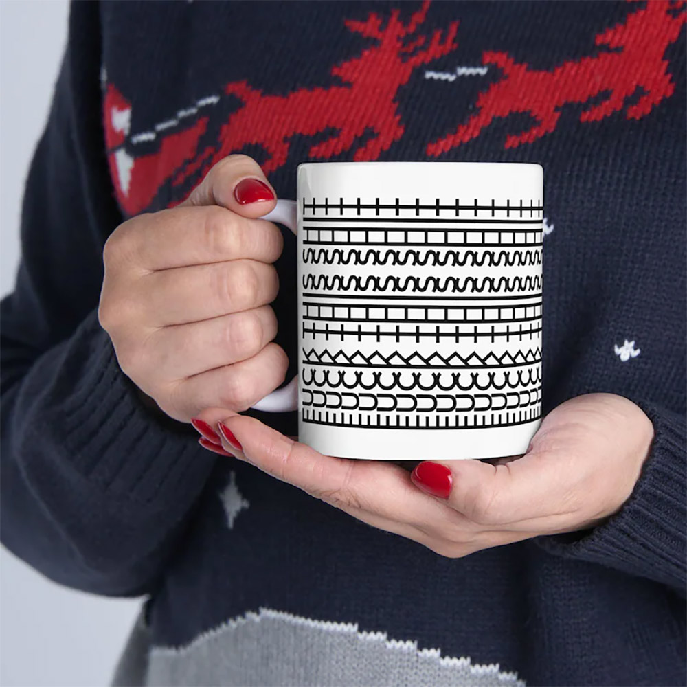 Fuck This Shit Funny Sarcastic Hidden Message Mug featuring geometric optical illusion