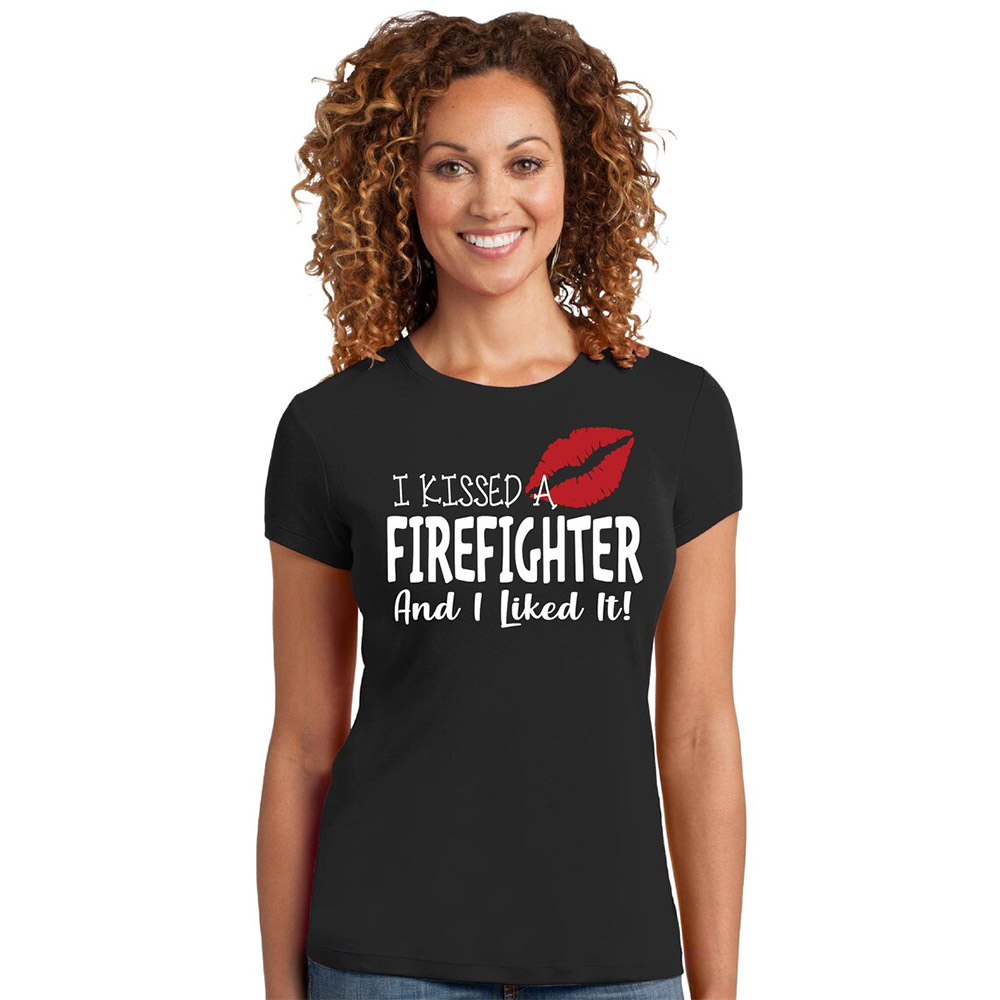 I Kiss A Firefighter And I Like It Funny Firefighter Girlfriend Shirt I Kiss A Firefighter And I Like It Funny Firefighter Girlfriend Shirt