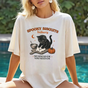 Spooky Biscuits Bakery, Halloween Kitty Baking Comfort Colors Shirt