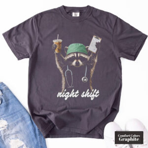 Night Shift Registered Nurse Raccoon Meme Comfort Colors Shirt