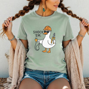 Shock Em Funny Electrician Goose Meme Comfort Colors Shirt